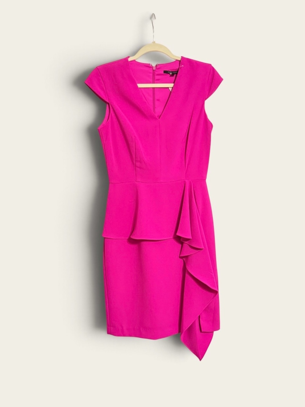 Alex Marie Hot Pink Peplum Ruffle Midi Dress